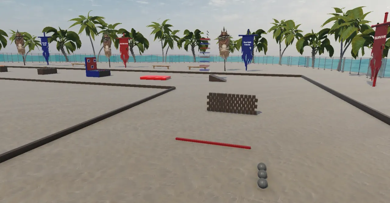 SurviVR oyunundan bir hayatta kalma bölümü görüntüsü